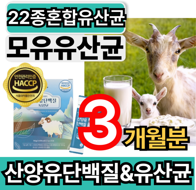 산양유 단백질 프로틴 유산균 모유 유래 유산균 haccp 인증 건강쎈, 3개, 30회분