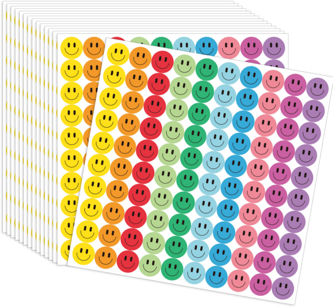 위캔바이 10컬러 원형 스마일 칭찬 스티커 12mm, 1000개, 레인보우