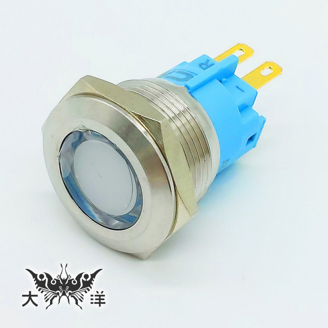 19mm 不鏽鋼金屬平面三色指示燈, 1個, AC220V 紅藍綠, AC220V 紅藍綠