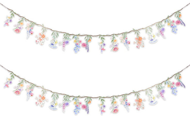 파티짱 투명 꽃잎 연결 가랜드 PVC 생일 파티 가든 소품 홈파티 브라이덜 샤워 봄 리스, 투명꽃잎연결가랜드 (스몰플라워), 2개