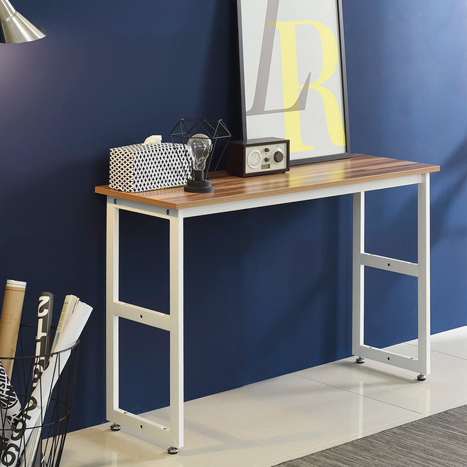 좁고 긴 테이블 슬림 철제 사이드 콘솔 테이블 책상, 1단 1200 화이트_멀바우