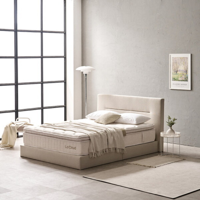 [라클라우드 (가구)] 호텔식 베니스 LED조명 패브릭 평상형 프레임 Q/K, 색상:베이지 Q/K