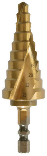 로이스 트위스트 TiN코팅 스텝드릴비트 3-13mm 6-25mm 6-35mm 1개, RS2-625 6-25mm