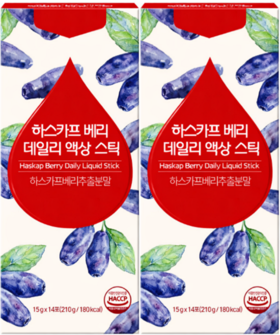 데일리 베리 하스카프 스틱 액상 즙, 2개, 15g