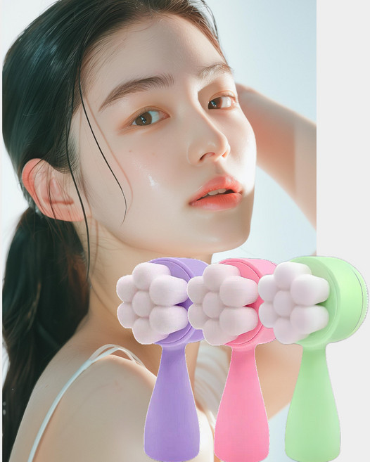 르브엘 모공 딥 클렌저 실리콘 브러쉬 핑크 브러쉬 + 헤어밴드 세안 세트, 1개