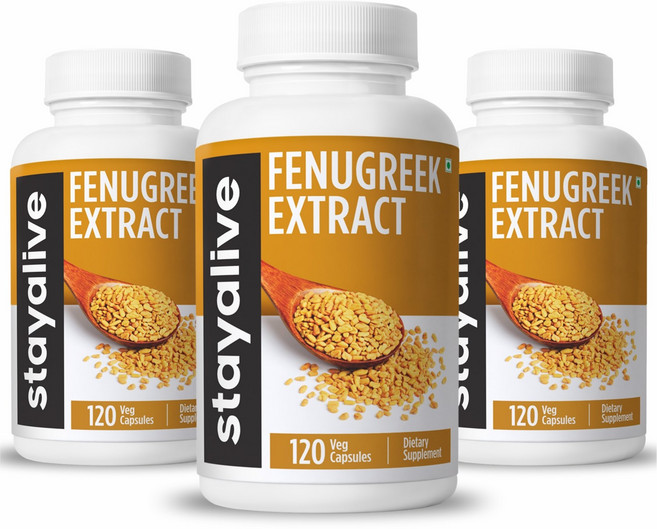 StayAlive (Usa 빠른 구매 ) 페누그릭 캡슐 7000mg 10:1 슈퍼 추출물 여성 및 남성용 페누그릭 보충제 페누그릭 파우더 캡슐, 3개, 120정