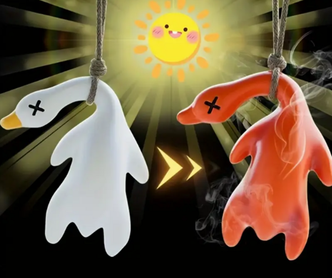 베이징덕 변색키링 자외선 구운오리 키링, 1개, 화이트