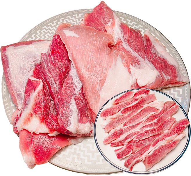 행복미트 가브리살 돼지 등심덧살 냉동 원육 구이 찌개 볶음용, 1kg, 2개