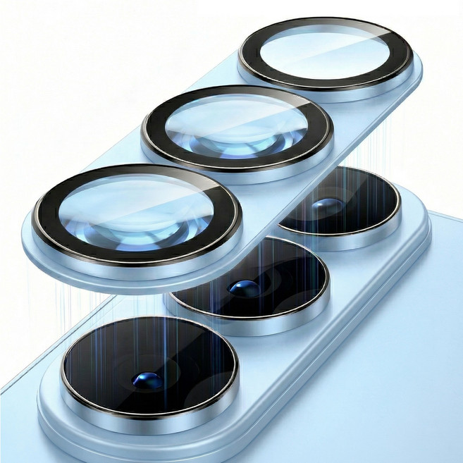 키큰기린 카메라 렌즈 보호 필름 9H 강화유리 메탈 빛번짐 방지 일체형 풀커버, 2개