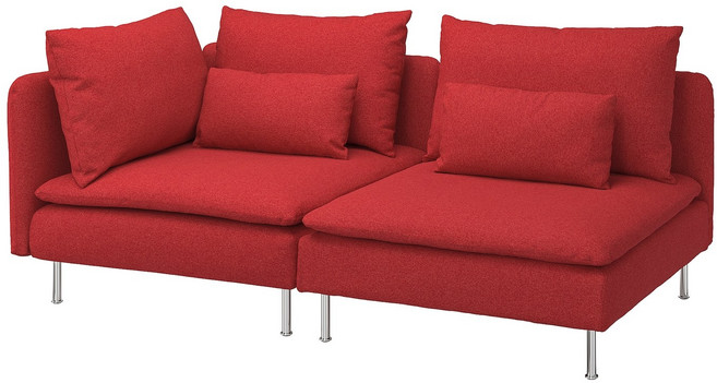 이케아 쇠데르함 3인용 소파 패브릭 오픈엔드/토네루드 레드, 595.144.65, 1개