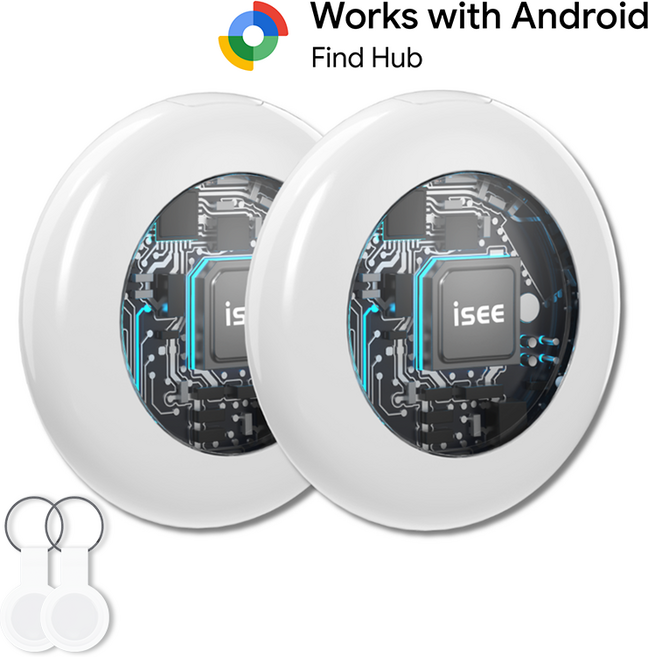 아이시(isee) 안드로이드 갤럭시 전용 스마트태그 위치추적기 미아방지 분실방지 위치추적, 화이트(안드로이드), 2개