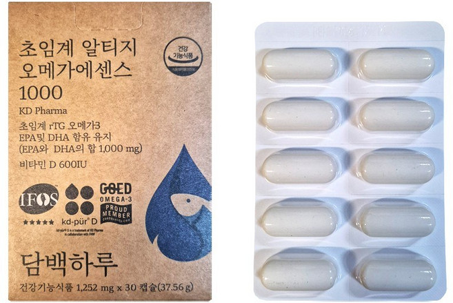 담백하루 정품 초임계 알티지 오메가에센스 1000, 30정, 1개
