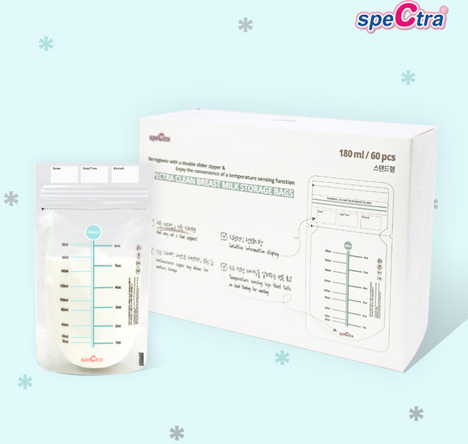 [공식판매처]스펙트라 클린 모유저장팩, 1개, 60개입, 클린 모유저장팩 180ml