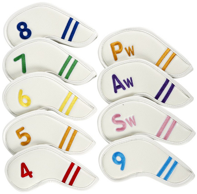 골프 아이언 헤드 커버 고급가죽 9종 세트, 화이트, 1개