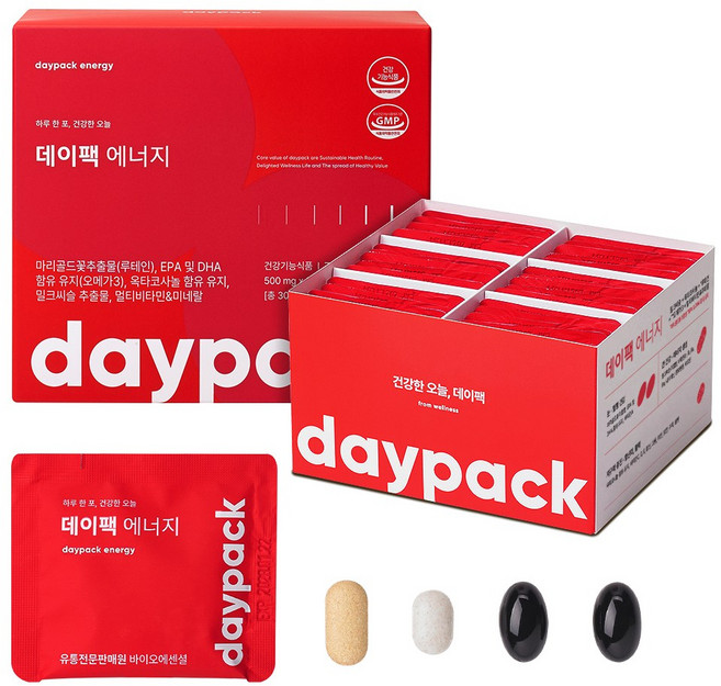 데이팩 에너지 밀크씨슬+옥타코사놀+루테인+오메가3+17종 멀티비타민, 1개, 30회분