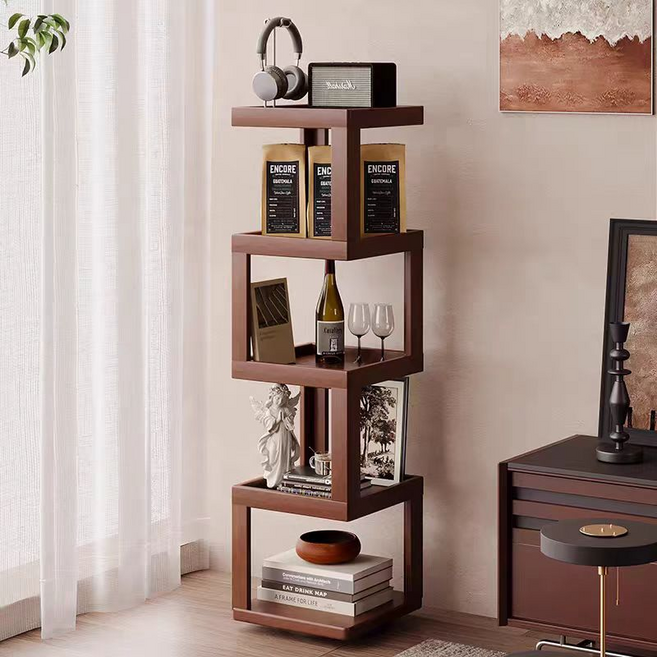 선반 회전책장 서재선반 중고풍책장, 5단, 원목색