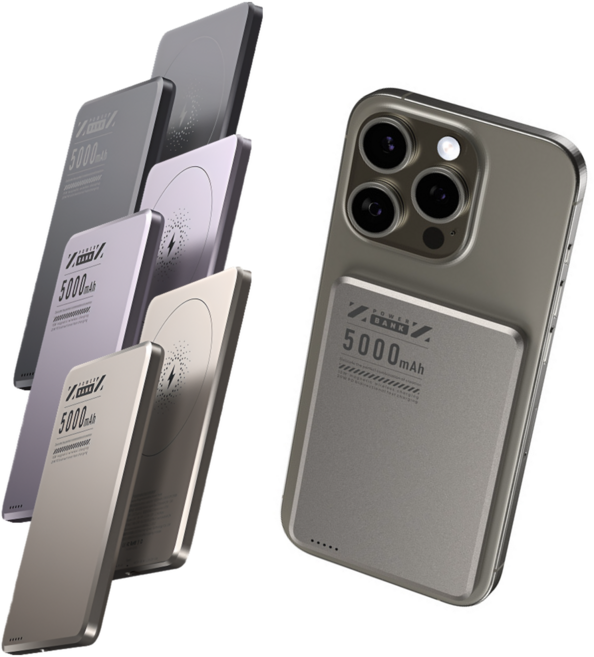 루비크 초슬림 초경량 보조배터리 맥세이프 호환 고속 유무선 충전 5000mAh 0.65cm, 딥 그레이