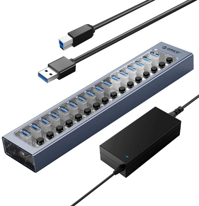 오리코 7포트/10포트/13포트/16포트 유전원 USB허브 AT2U3, 16포트, 16포트, 1개