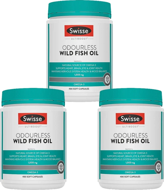 [대용량] 스위스 호주 무취 와일드 피쉬오일 Swisse Ultiboost Odourless Wild Fish Oil Capsules, 400정, 3개 - 쿠팡