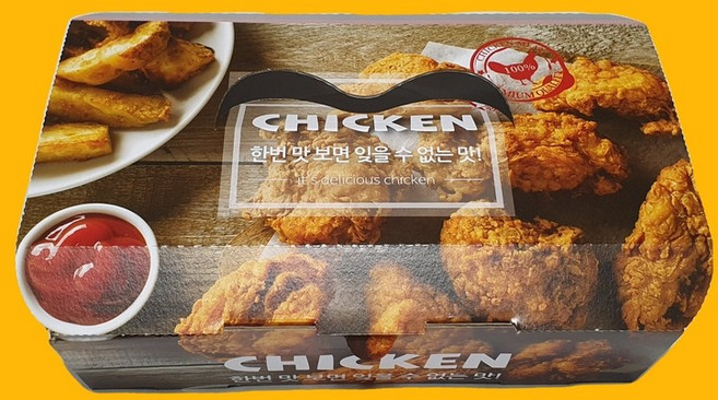 모두닭집 기본형 FC-1 직사각형 한마리 합지 치킨박스 100매 통닭 포장용기 배달 상자