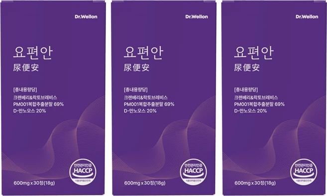 닥터웰론 요편안 크랜베리 락토브레비스 pm001 복합추출물, 3박스, 30정 - 쿠팡