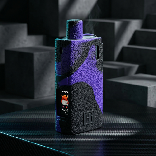 헤스티유 전자담배 실리콘 케이스 아스몬 하이 asmon hi 호환용, 1개, 블랙 퍼플