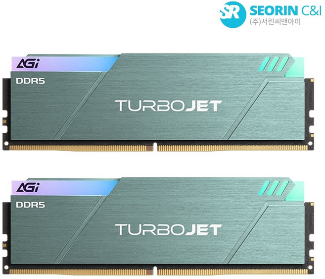 [서린공식] AGI DDR5-6000 CL30 TURBOJET UD858 RGB 블루그린 패키지 서린 (32GB(16Gx2))