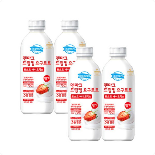 덴마크 드링킹요구르트 딸기 750mL대용량/무배, 4개, 750ml