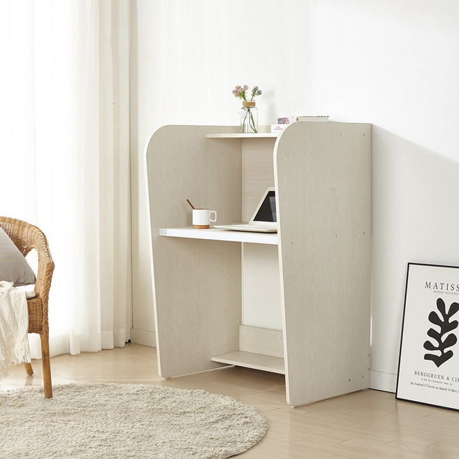 (우드빌) 102 독서실책상 집중력책상 도서관 독서실 가정용, 화이트오크