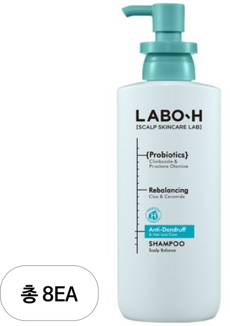 라보에이치 댄드 러프 클리닉 비듬 두피 각질 케어 약산성 샴푸, 400ml, 8개