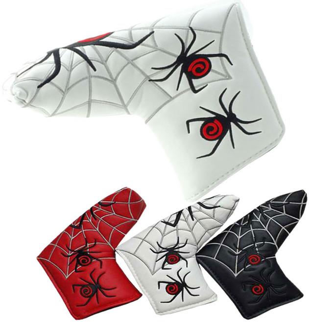 토토엘리 골프 퍼터 커버 일자 블레이드 스파이더 거미자수 디자인 3색 택1, 스파이더퍼터커버_화이트