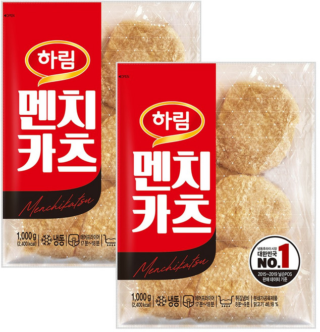 하림 멘치카츠 1000g 2봉, 2kg, 1세트
