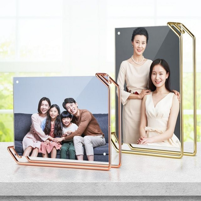 리브리움 탁상 액자 대 아크릴 사진 탁상용 포토 테이블 인테리어 나무 미니 웨딩 만들기, 로즈골드 대