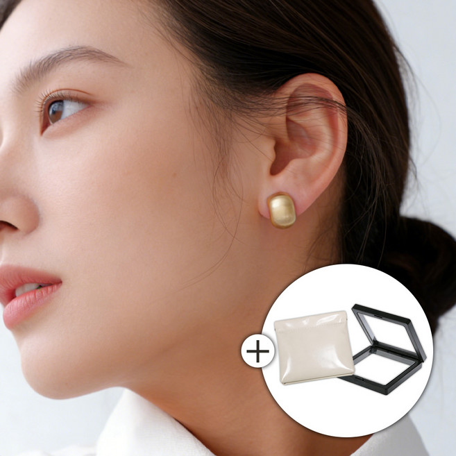 온도비움 여성 귀찌 무광 볼드 클립형 귀걸이