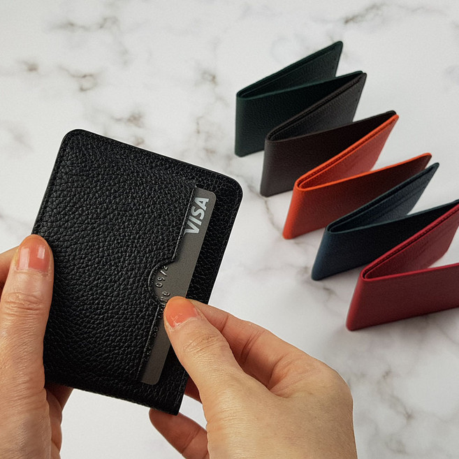 라씰 New 컴팩트 납작 지갑 교통카드 포켓 간편한 휴대성 초슬림 초박형 소가죽 반지갑