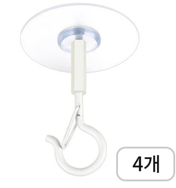 1991공구 접착식 무타공 천장 고리 후크, 4개, 화이트