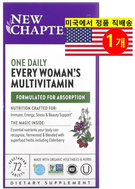 NEW CHAPTER 여성용 원 데일리 멀티비타민 Every Woman's One Daily Multivitamin 72정, 1개 - 쿠팡