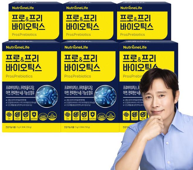 [무료배송/오늘출발] 뉴트리원 프로&프리바이오틱스 유산균 세트 구성, 6박스, 30포