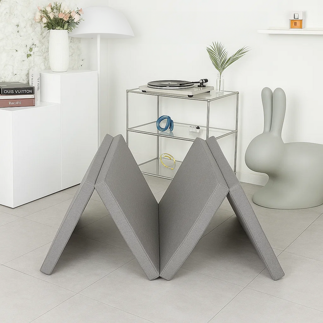 4단 접이식 매트리스 토퍼, 그레이(마이크로화이바)