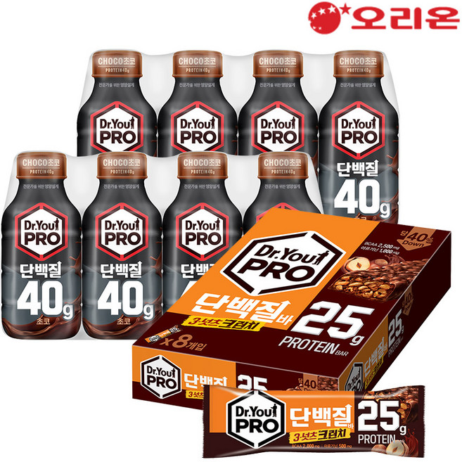 닥터유프로 단백질드링크 40g 초코 8개 + 닥터유프로 단백질바 3넛츠 크런치 8p, FREE