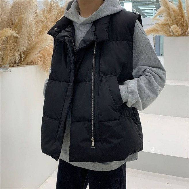 韓國保暖男生羽絨背心外套 背心外套男 羽絨背心 鋪棉背心 麵包背心 無袖背心 冬天背心外套 馬甲背心 立領背心 背心男
