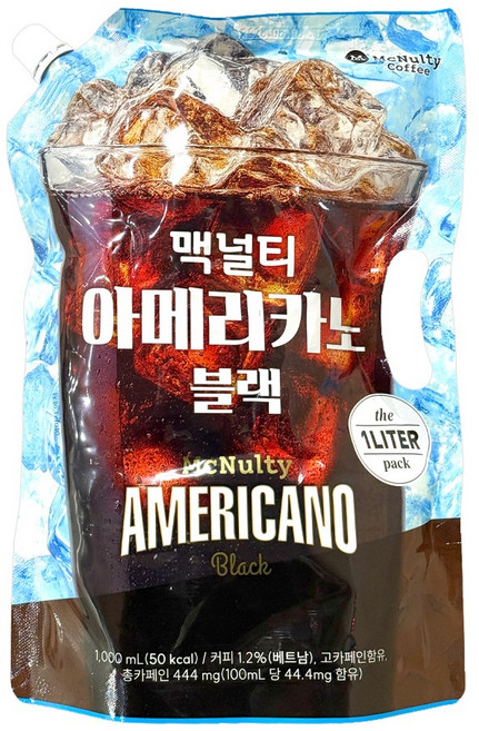 맥널티 아이스 파우치 아메리카노 블랙, 1L, 1개