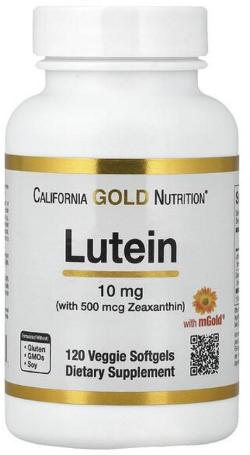 California Gold Nutrition 캘리포니아 골드 뉴트리션 루테인 지아잔틴 10mg 베지 소프트젤, 1개, 120정