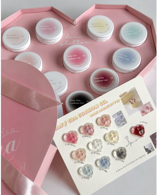 아우라글리터 이지 그라 쿠션 젤네일 10종세트, 1개