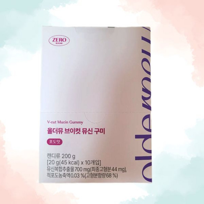 올더뮤 브이컷 뮤신 구미 20g 10개입 V-컷 제로슈가 뮤신복합추출물 적포도농축액 536223, 올더뮤 브이컷 뮤신 구미 20g 10개입 V-컷 제로슈