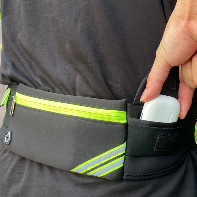 콤마스포츠 러닝벨트 조깅 마라톤 여행용 힙색 허리가방 벨트 플립 밴드 방수 허리색 골프 헬스, 1.멀티포켓힙색, 블랙, 1개