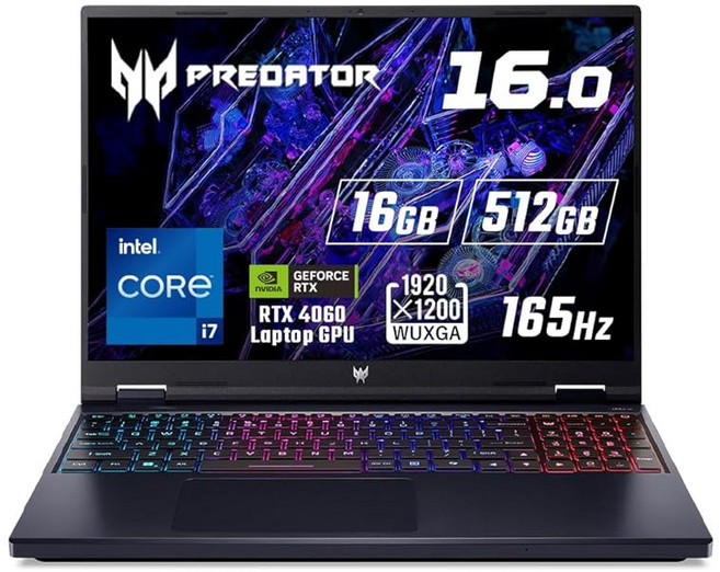 Acer Predator Helios Neo 16 Windows 11 Home 第14世代 Intel Core i7 RTX 4060 Laptop GPU 16GBメモリー 512GB, PHN16-72-N76Y46