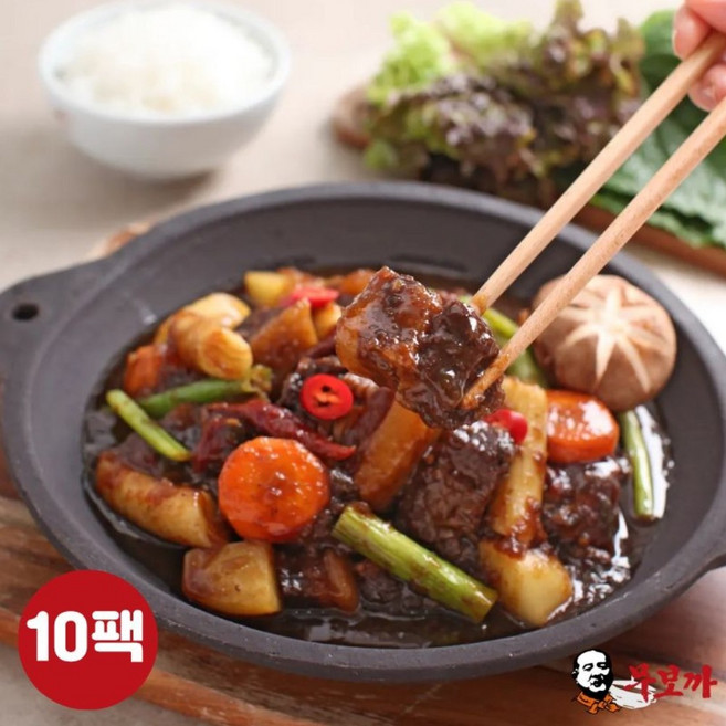 무보까 100% 국내산 한돈 삼겹 순살 돼지갈비찜 (냉동), 10개, 500g