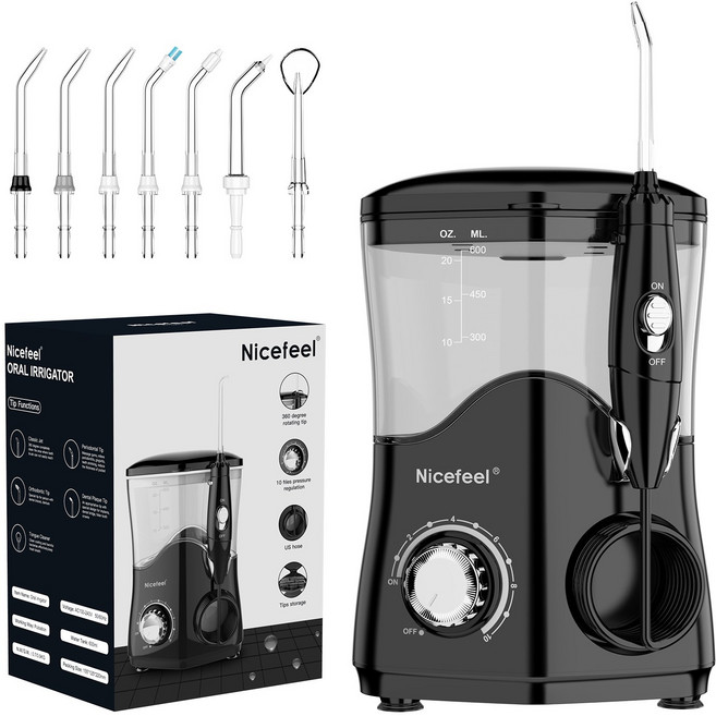 600ml 대형 물탱크 프로페셔널 구강세정기 1개 - 가족용 구강 세정기 사용에 완벽한 구강 세정기, FC162-Black