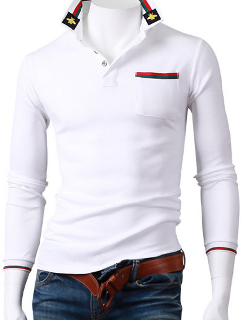 스댕클럽 남성용 벌 자수 긴팔 카라티 HT3757 티셔츠